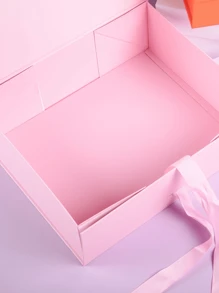 1 件普通折叠礼盒，礼品包装盒，节日礼盒，适用于节日礼物，送给家人和朋友的礼物 - 粉色 - 查看 3