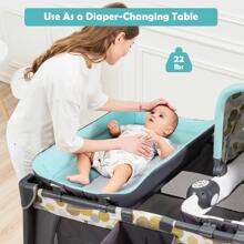 Babyjoy 4 in 1 Convertible Portable Baby Playard Newborn Napper with Music and Toys - 藍色 - 查看 2