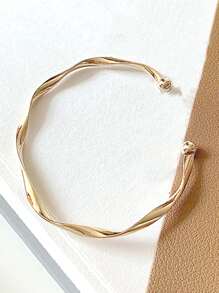1 件简约时尚扭曲金属手镯 - 金黃色 - 查看 1