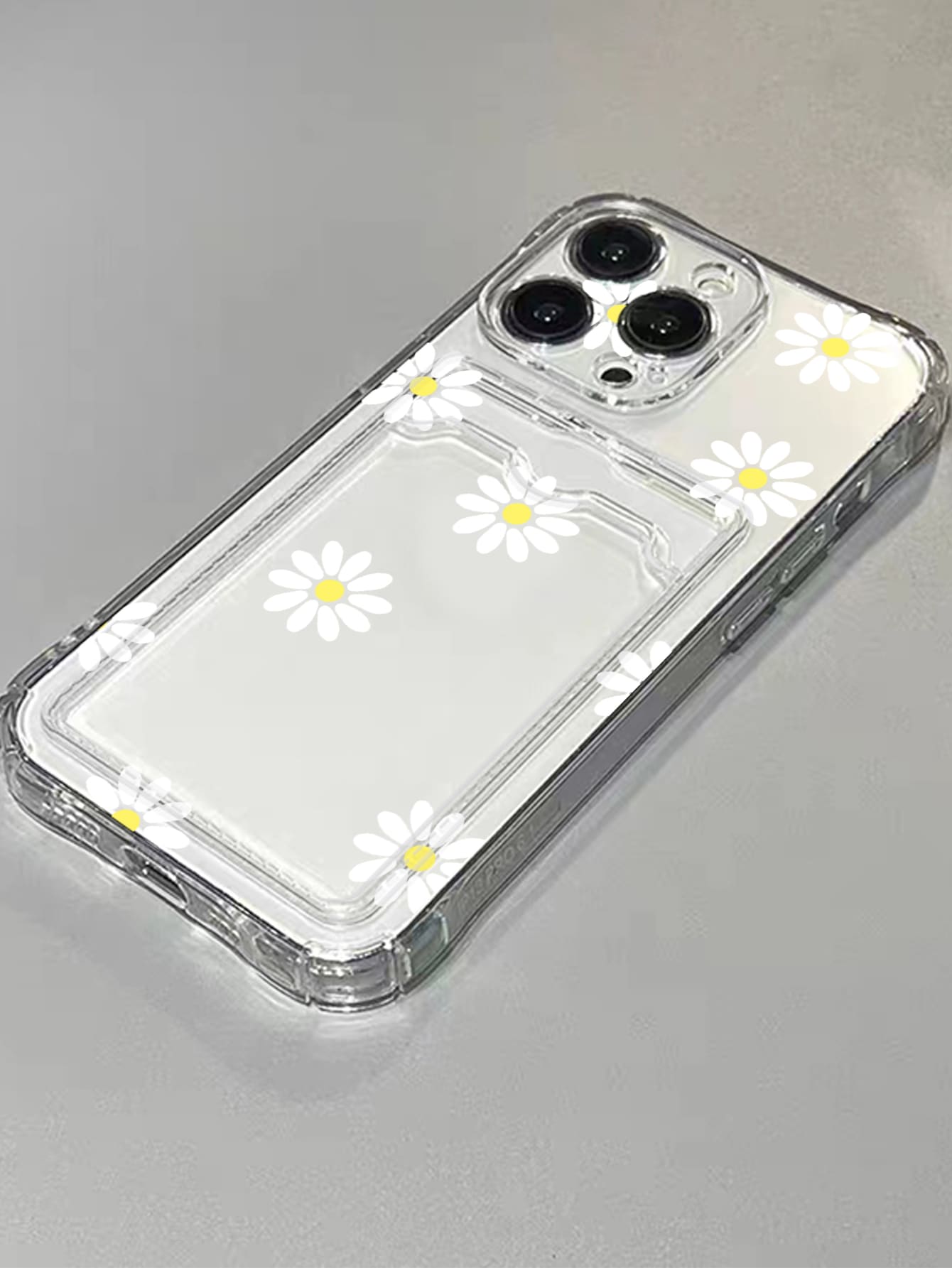 Daisy Painted Clear Card Slot Phone Case Compatible With IPhone 15/15Pro/15Plus/15Promax,International Version, Not The Domestic Version - Multicolor - View 1