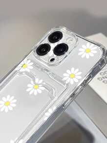 Daisy Painted Clear Card Slot Phone Case Compatible With IPhone 15/15Pro/15Plus/15Promax,International Version, Not The Domestic Version - Multicolor - View 6