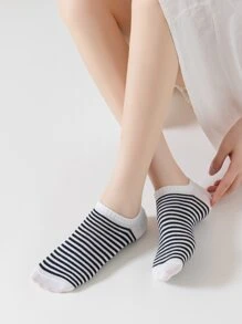 8對/套斑馬條紋時尚短襪 - 彩色 - 查看 2