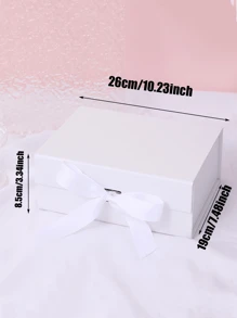 1pc Plain Foldable Gift Box, Gift Packaging Box, Holiday Gift Box, Universal Holiday Gift, Gift For Family And Friends - White - View 4