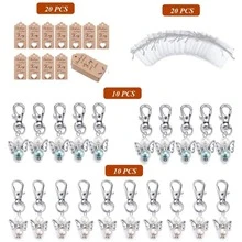 Angel Keychain Favors Thank You Gifts Bulk 20Pcs Guardian Angel Key Chains with Organza Bags Thank You Cards Guest Return Gift for Girl Boy Baptism Baby Shower Wedding Birthday Party - 白色 - 查看 2