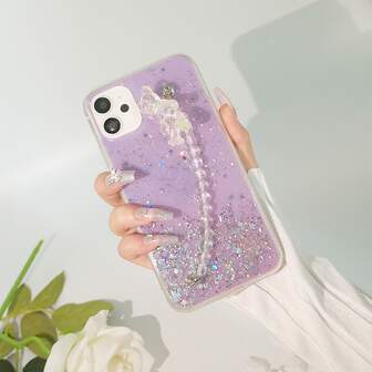 Funda para móvil con lentejuelas con con tira de mano