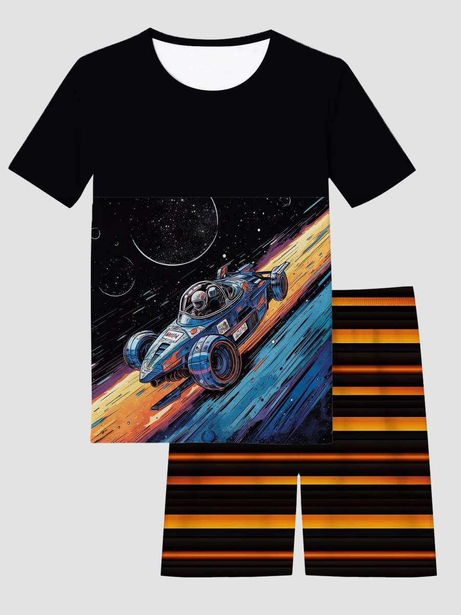 Tween Boys' Cosmic Racing Printed Pyjamas Set - Multicolor - View 1