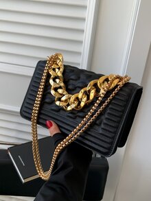 Carteras de mujer Liso Cadena Asa superior De moda - Negro - Ver 1