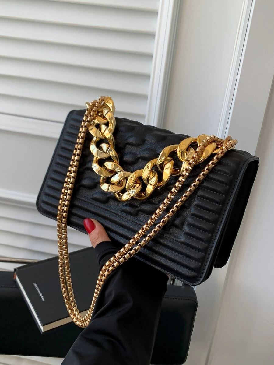 Carteras de mujer Liso Cadena Asa superior De moda - Negro - Ver 1