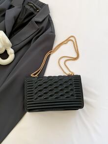 Carteras de mujer Liso Cadena Asa superior De moda - Negro - Ver 4