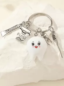1件装女士创意仿真树脂牙齿牙膏牙刷钥匙扣，精致包包挂件，送给牙医或孩子的理想礼物，可爱哥特风Y2K礼物，送给母亲、父亲、毕业生和老师 - 彩色 - 查看 1
