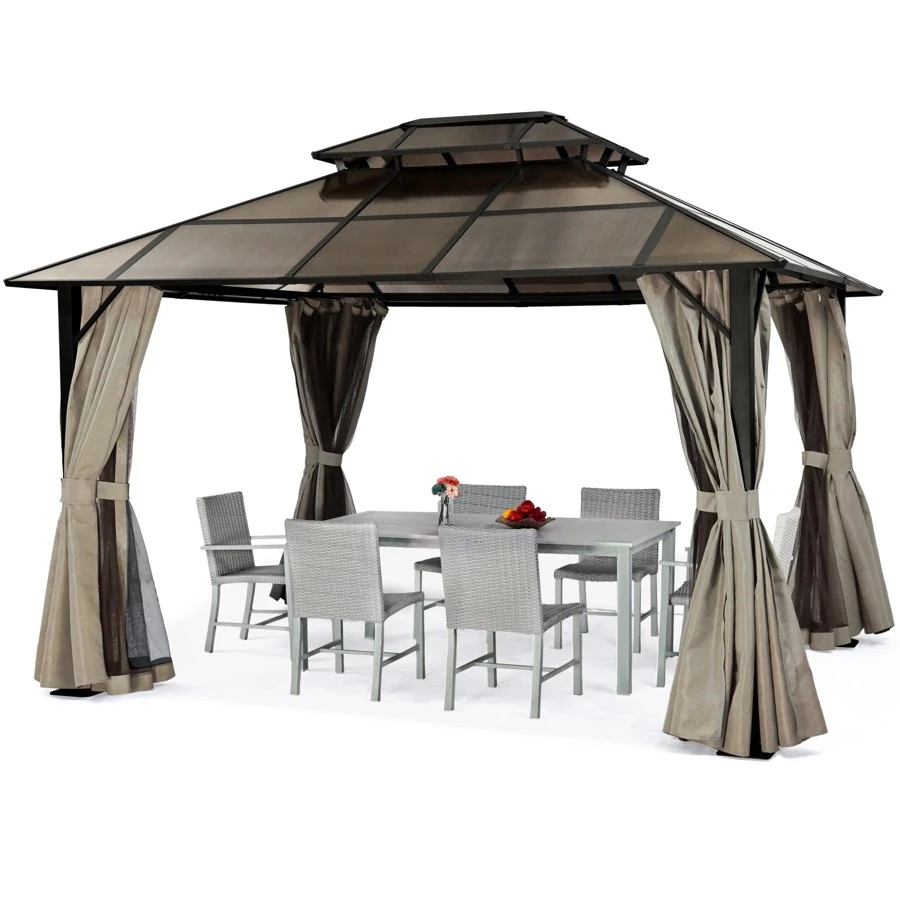 10 x 12 hardtop gazebo outdoor polycarbonate double roof aluminum