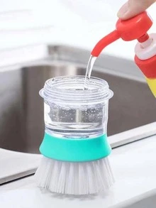 4pcs Random Color Liquid Dispensing Pressing Pot Brush For Cleaning - 4 Random Colors - View 3