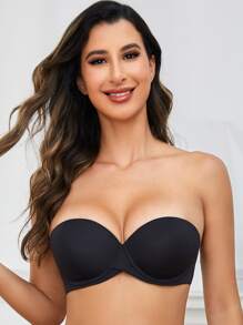 重絎縫提臀鋼圈抹胸文胸 - 黑色 - 查看 4