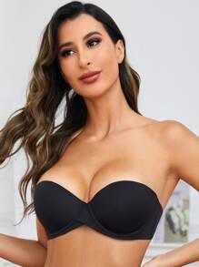 重絎縫提臀鋼圈抹胸文胸 - 黑色 - 查看 6