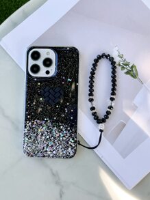 Handyhülle mit Herz Dekor, Glitzer, & Tragegurt