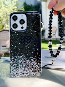 Handyhülle mit Herz Dekor, Glitzer, & Tragegurt