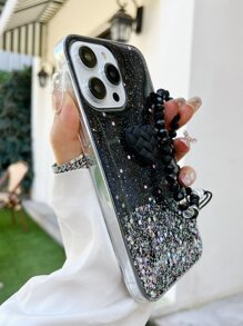 Handyhülle mit Herz Dekor, Glitzer, & Tragegurt