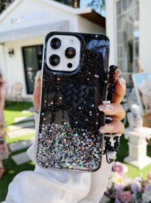 Handyhülle mit Herz Dekor, Glitzer, & Tragegurt