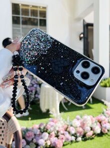 Handyhülle mit Herz Dekor, Glitzer, & Tragegurt