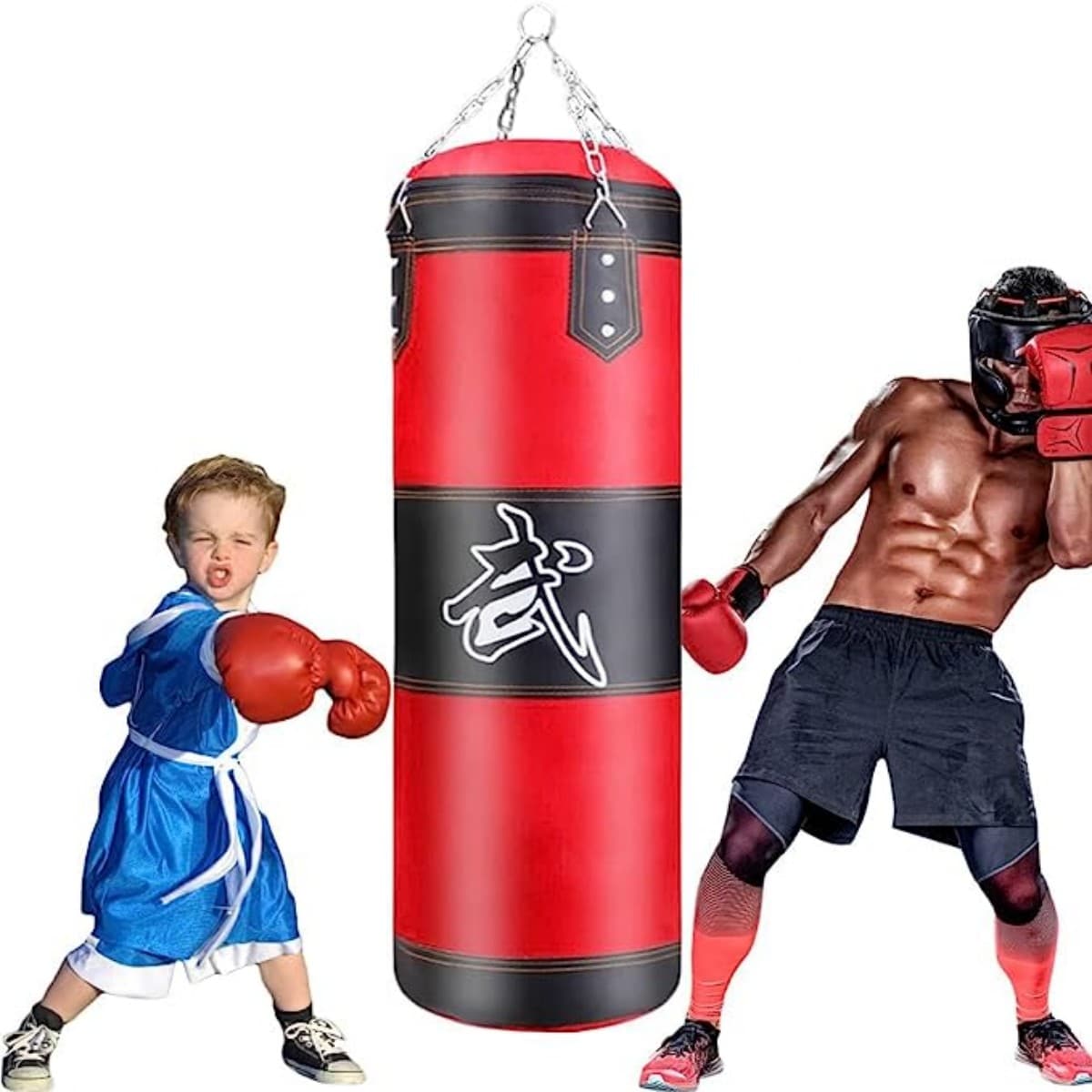 Saco De Boxeo Barrilito 120cm Vacio Costal De Box Karate Mma - Rojo - Ver 1