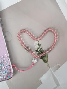 心形装饰手机壳，带挂绳，国际版，非国内版 - 粉色 - 查看 2