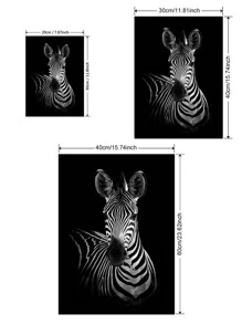 1入組黑色背景動物圖片帆布印刷、斑馬海報、斑馬牆藝術、動物藝術、臥室、客廳裝飾、創意禮物 - 灰色 - 查看 5