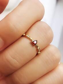 1 pieza Anillo con forma de corazón de circonita cúbica de moda para mujer, regalo para el Día de San Valentín, joyería para boda, aniversario y fiesta