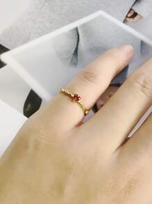 1 pieza Anillo con forma de corazón de circonita cúbica de moda para mujer, regalo para el Día de San Valentín, joyería para boda, aniversario y fiesta