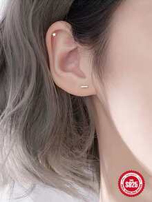 2入組S925純銀Love星星月亮小打耳洞防堵耳釘女性日常裝飾用品精細的首飾類 - 4.5mm月亮款 - 查看 3