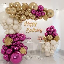 136 piezas de color metálico rosa cromo dorado vintage arena blanco Set globo para de cumpleaños boda fiesta Fondo Decoración - Multicolor - Ver 1