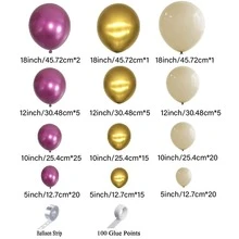 136 piezas de color metálico rosa cromo dorado vintage arena blanco Set globo para de cumpleaños boda fiesta Fondo Decoración - Multicolor - Ver 3