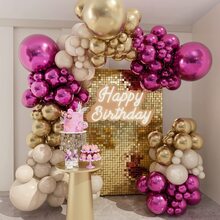 136 piezas de color metálico rosa cromo dorado vintage arena blanco Set globo para de cumpleaños boda fiesta Fondo Decoración - Multicolor - Ver 2