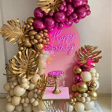 136 piezas de color metálico rosa cromo dorado vintage arena blanco Set globo para de cumpleaños boda fiesta Fondo Decoración - Multicolor - Ver 4