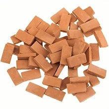 50pcs 1:16 Mini Bricks For Landscape Decoration, Red Mini Model Bricks For Craft Wall, Realistic Fake Bricks For Decoration House Miniature Garden Decoration, Diy Mini Building Blocks Best Gifts Birthday Graduation - Red - View 2