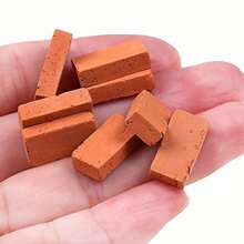 50pcs 1:16 Mini Bricks For Landscape Decoration, Red Mini Model Bricks For Craft Wall, Realistic Fake Bricks For Decoration House Miniature Garden Decoration, Diy Mini Building Blocks Best Gifts Birthday Graduation - Red - View 9