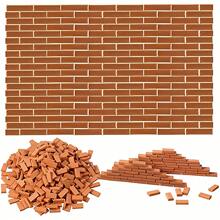 50pcs 1:16 Mini Bricks For Landscape Decoration, Red Mini Model Bricks For Craft Wall, Realistic Fake Bricks For Decoration House Miniature Garden Decoration, Diy Mini Building Blocks Best Gifts Birthday Graduation - Red - View 1