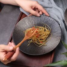 1pc Black Matte Ceramic Dinner Plate For Home Use, Western Style - Black - View 3