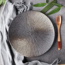 1pc Black Matte Ceramic Dinner Plate For Home Use, Western Style - Black - View 2