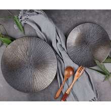 1pc Black Matte Ceramic Dinner Plate For Home Use, Western Style - Black - View 7