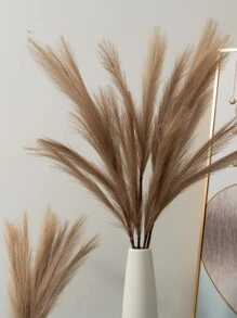 4Pcs/2Pcs/1Pc Beige Artificial Reed Simulation Plant Fake Pampas Reed Feather Fluffy Reed Grass Decoration With Metal Stem For Home Flower Arrangement Wedding Party Bedroom Kitchen Decoration - Coffee Brown - View 2
