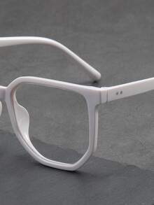 1入組中性方形白色眼鏡框，不帶鏡片，適合裝飾和攝影 - 白色 - 查看 3