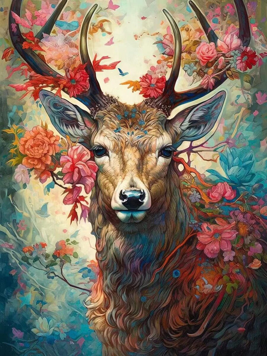 Diy 5d Diamond Painting Kit For Living Room Decoration, Deer In Animal Series - Black - View 1