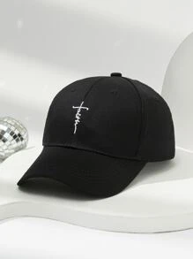 1pc Women's Cross & Faith Embroidered Baseball Cap - Black - View 1