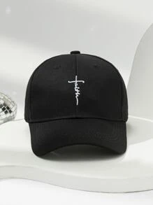 1pc Women's Cross & Faith Embroidered Baseball Cap - Black - View 2