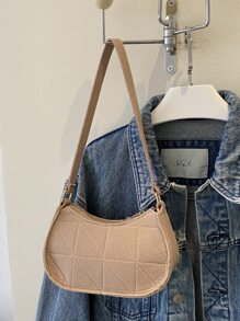 2024年新款女士格紋毛氈肩袋，夏季時尚簡約斜跨包，適用於外出 - 卡其色 - 查看 7