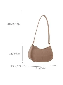 2024年新款女士格紋毛氈肩袋，夏季時尚簡約斜跨包，適用於外出 - 卡其色 - 查看 10