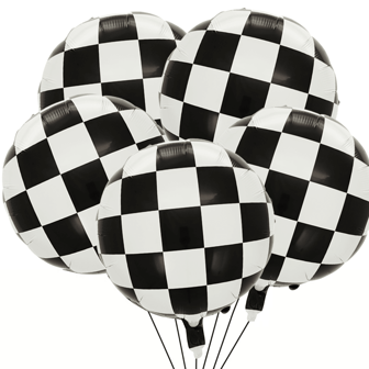 铝箔气球赛车格子旗主题派对装饰，18 英寸格子气球，5 个/套，返校情人节