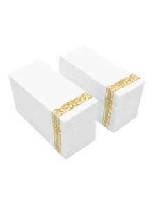 1 set/10 piezas Servilletas desechable rollo papel para fiesta con con estampado patrón - Blanco - Ver 2