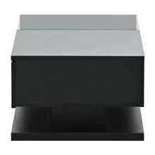 MERAX Modern Coffee Table With Tempered Glass, Wooden Cocktail Table With High-Gloss UV Surface, Modernist 2-Tier Rectangle Center Table For Living Room,Wood Coffee Tables,Living Room Table - 黑色 - 查看 10