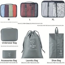 7入組行李收納套裝適用於衣服和鞋,旅行包裝立方體 - 黑色 - 查看 5